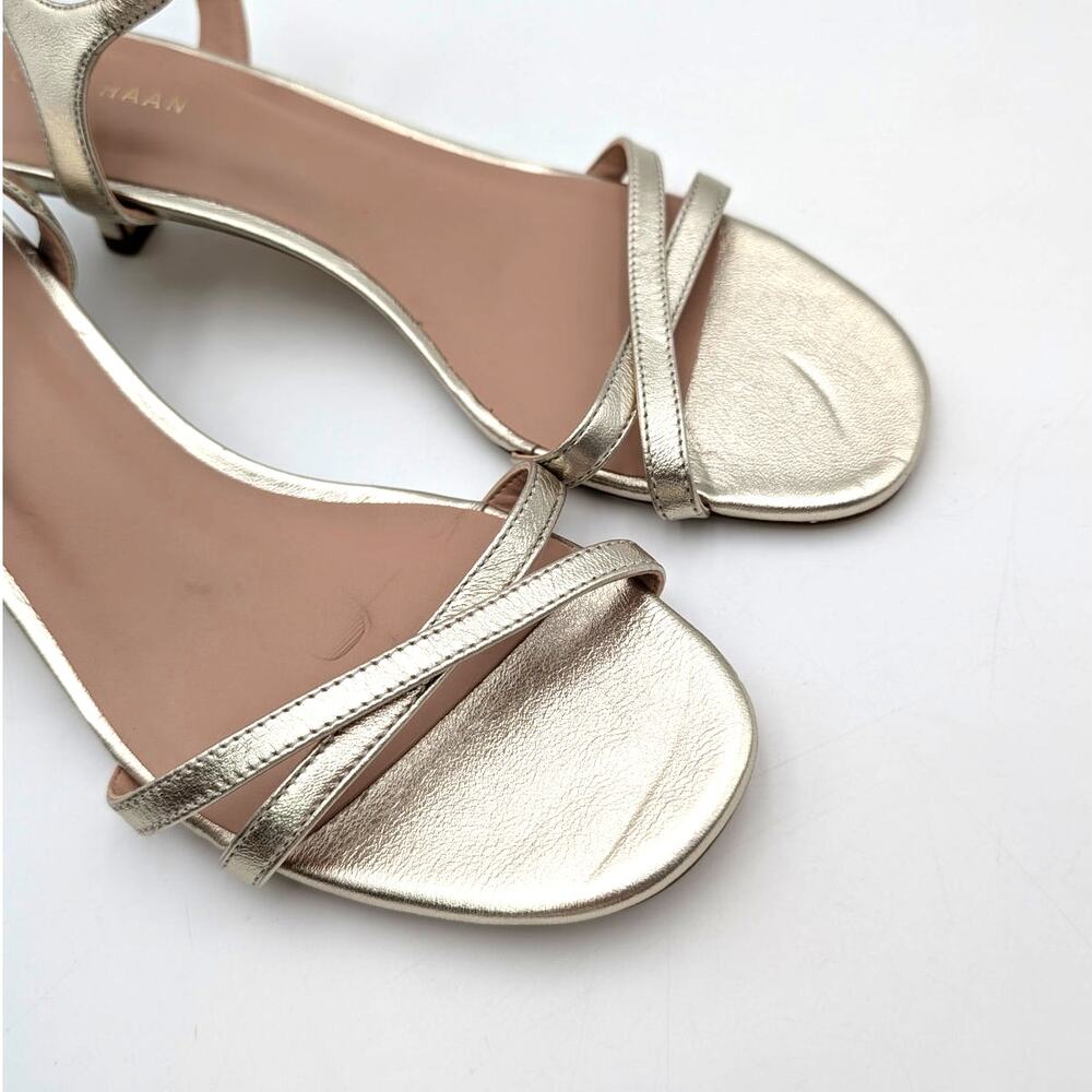 Cole Haan Leni Kitten Heel Sandals Women's Soft Gold Leather Size US8B EU38.5 - Picture 10 of 11